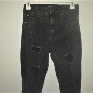 Aeropostale Jeans High Rise Jeggings Black Frayed Size 6 Reg